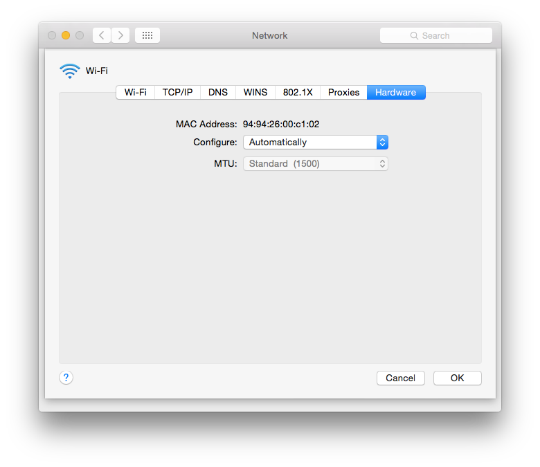 2 - Find MAC address - Mac OSX 10