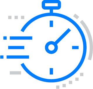 Icon of a clock rushing by, representing speed